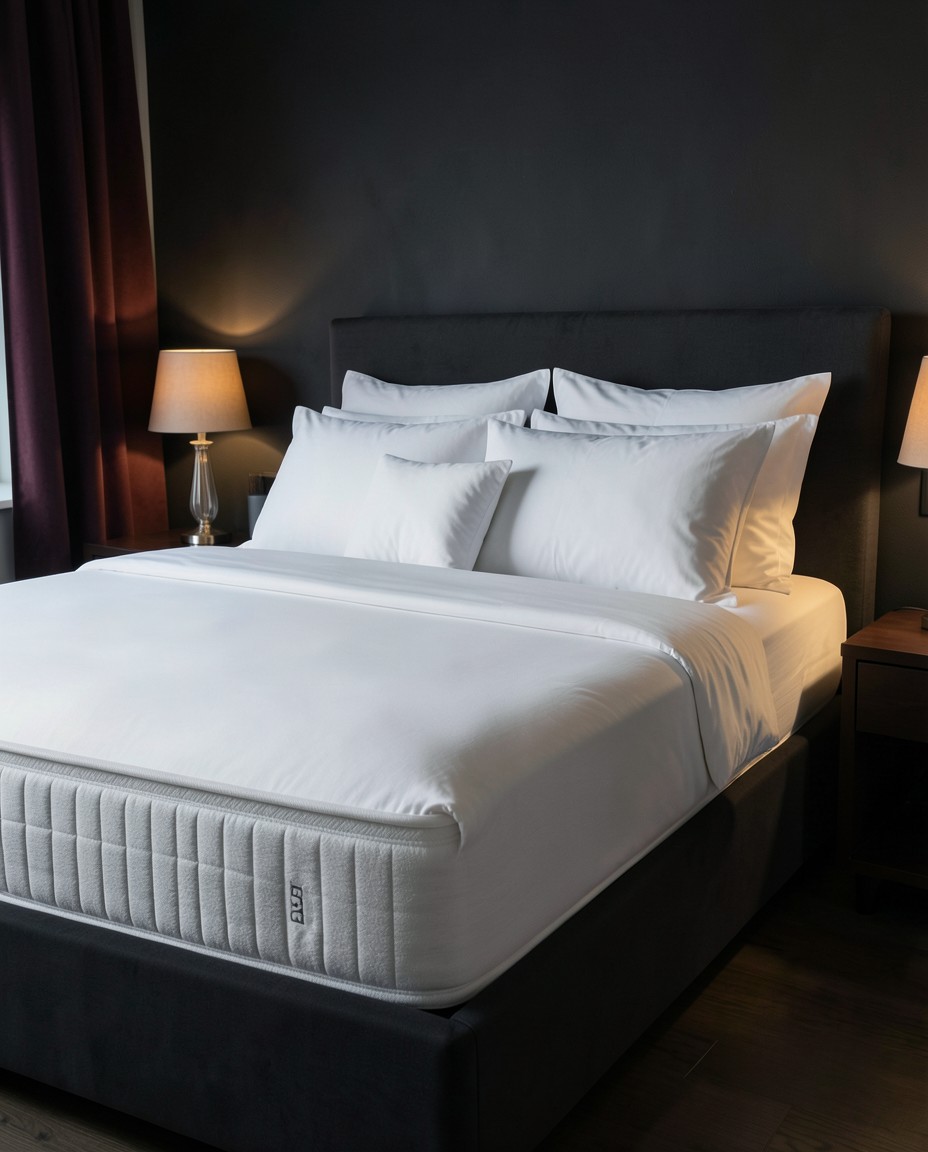 Cama preparada en un dormitorio acogedor